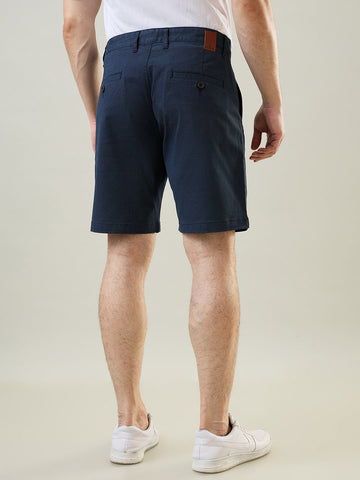 Tim Paris Navy Blue Dyed Stretch Print Shorts