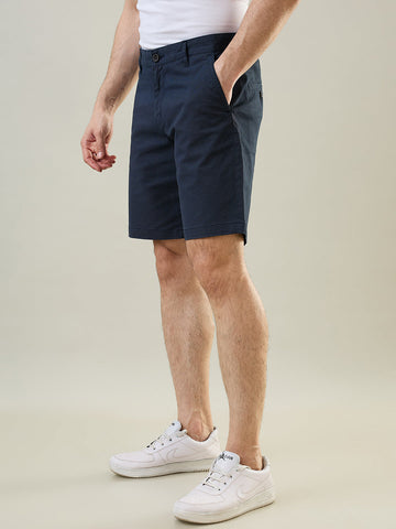 Tim Paris Navy Blue Dyed Stretch Print Shorts