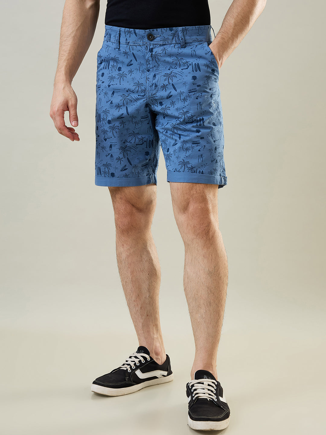 Tim Paris Blue Dyed Stretch Shorts – Regular Fit