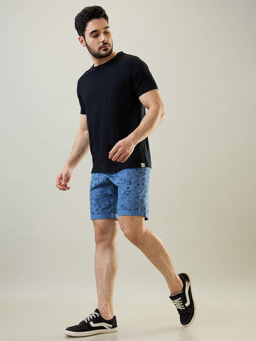 Tim Paris Blue Dyed Stretch Shorts – Regular Fit