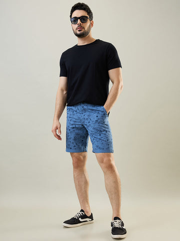 Tim Paris Blue Dyed Stretch Shorts – Regular Fit