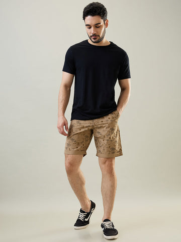 Tim Paris Light Brown Dyed Stretch Shorts – Regular Fit