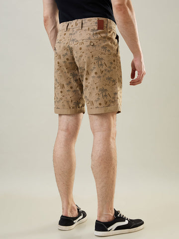 Tim Paris Light Brown Dyed Stretch Shorts – Regular Fit