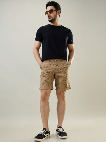 Tim Paris Light Brown Dyed Stretch Shorts – Regular Fit