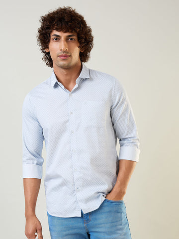 Mens Shirt Print Sky Blue