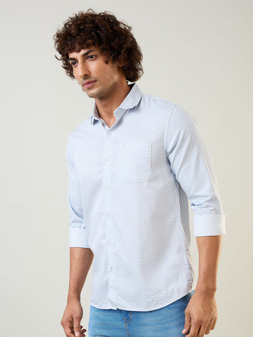 Mens Shirt Print Sky Blue