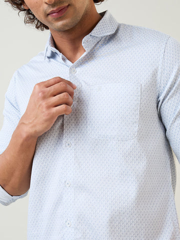 Mens Shirt Print Sky Blue