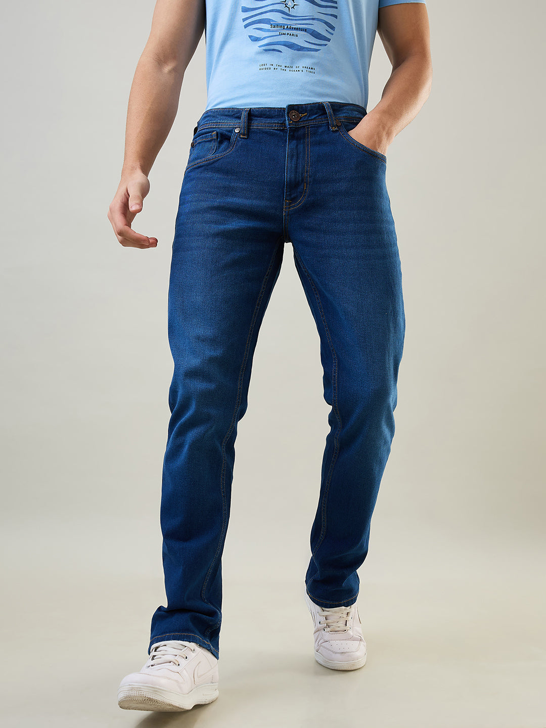 Tim Paris Jeans - Slim Straight Fit in Dark Enzyme Denim