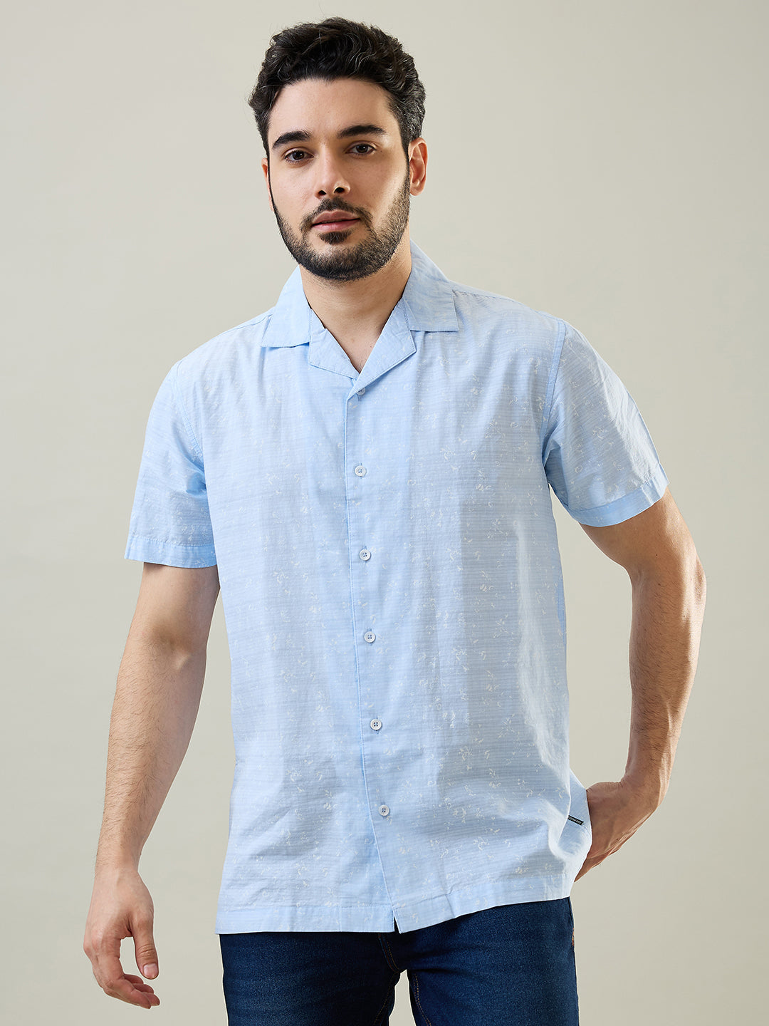 Tim Paris Sky Blue Print Shirt