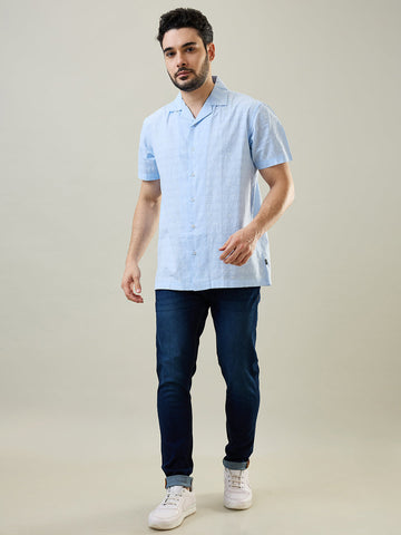 Tim Paris Sky Blue Print Shirt