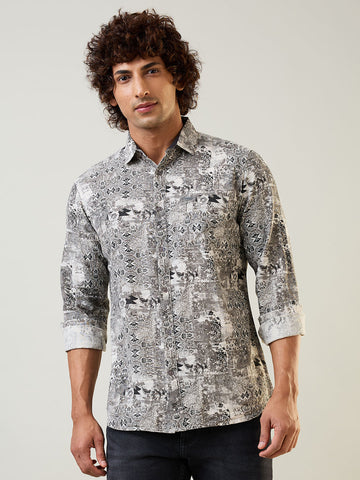 Mens Shirt Print Brown