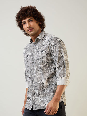 Mens Shirt Print Brown