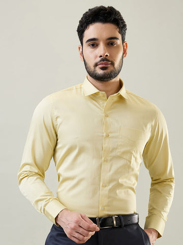 Tim Paris Yellow Solid Formal Shirt