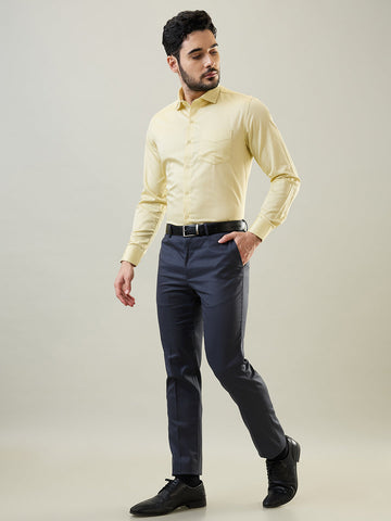 Tim Paris Yellow Solid Formal Shirt