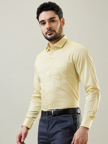 Tim Paris Yellow Solid Formal Shirt