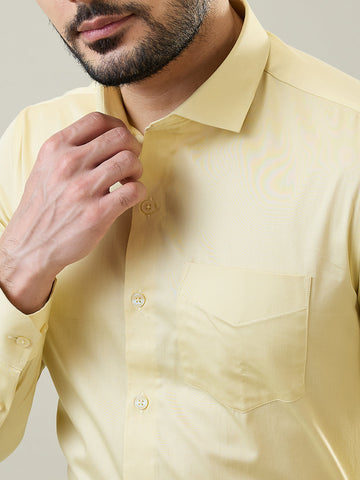 Tim Paris Yellow Solid Formal Shirt