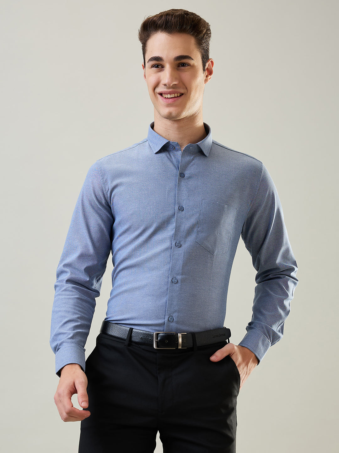 Tim Paris Formal Shirt - Blue Solid Shirt