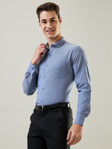 Tim Paris Formal Shirt - Blue Solid Shirt