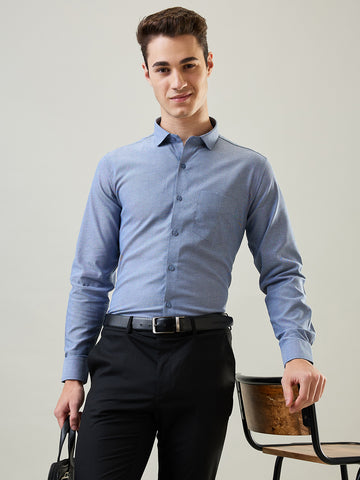 Tim Paris Formal Shirt - Blue Solid Shirt