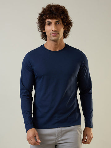 Mens T-Shirt Solid Dress Blue