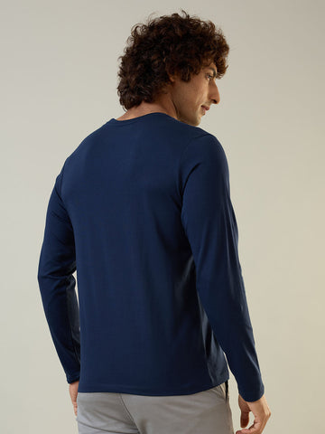 Mens T-Shirt Solid Dress Blue