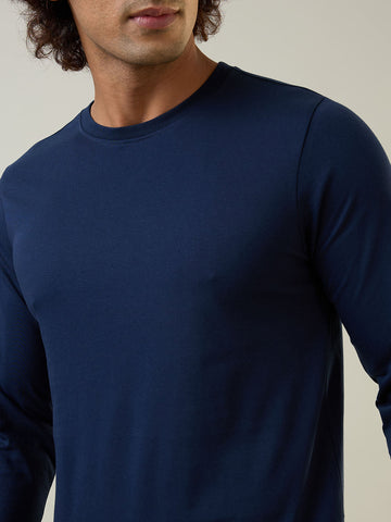 Mens T-Shirt Solid Dress Blue