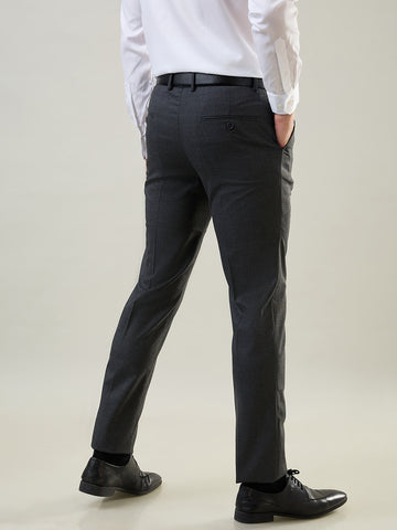 Tim Paris Formal Pant - Dark Grey Woven Solid Pant