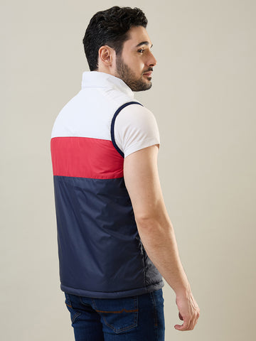 Tim Paris Jacket - Navy Sleeveless Cut & Sew Jacket