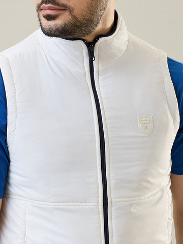 Tim Paris Jacket - White & Blue Sleeveless Reversible Jacket