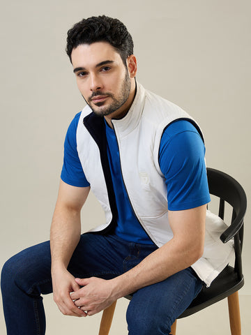 Tim Paris Jacket - White & Blue Sleeveless Reversible Jacket