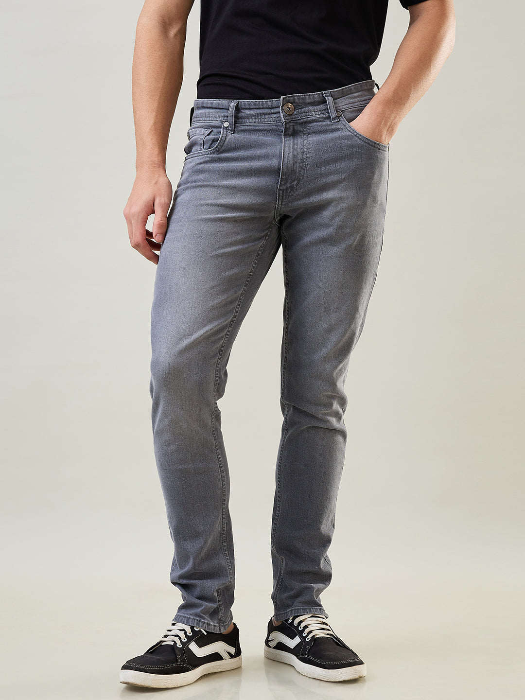 Tim Paris Jeans - Slim Tapered Fit in Medium Grey Denim