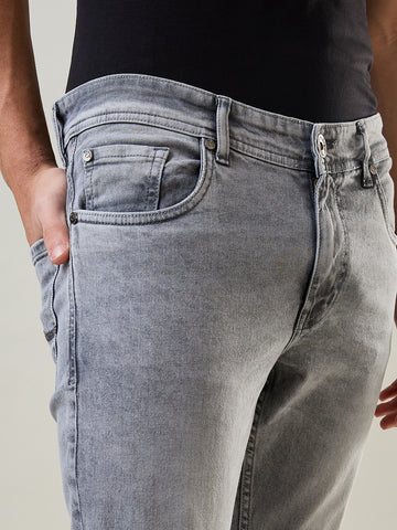 Tim Paris Jeans - Slim Tapered Fit in Grey Towel Denim