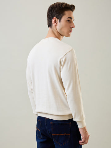 Tim Paris Pullover: Egret Round Neck Stripe