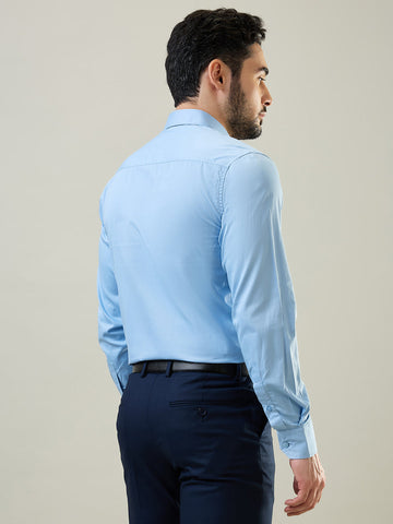 Tim Paris Sky Blue Solid Formal Shirt