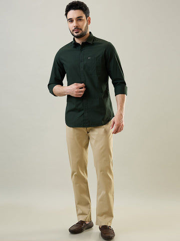 Tim Paris Olive Green Solid Shirt