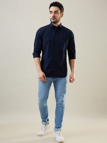 Tim Paris Navy Solid Shirt