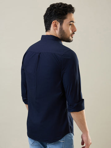 Tim Paris Navy Solid Shirt