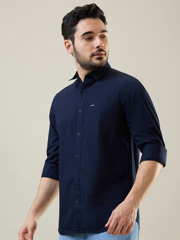 Tim Paris Navy Solid Shirt