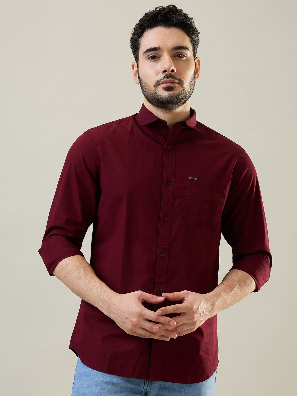 Tim Paris Wine Solid Shirt