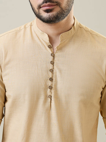 Tim Paris Khakhi Solid Short Kurta