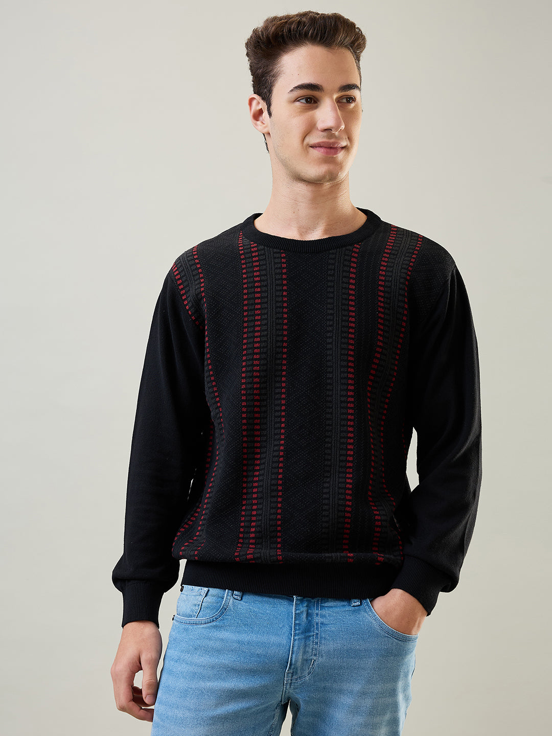 Tim Paris Pullover: Black Stripe