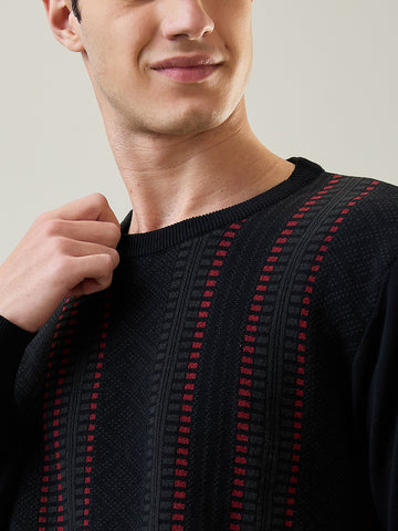 Tim Paris Pullover: Black Stripe