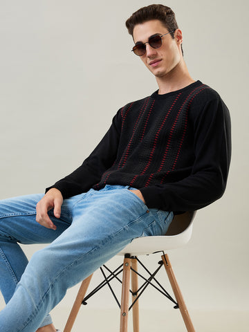 Tim Paris Pullover: Black Stripe