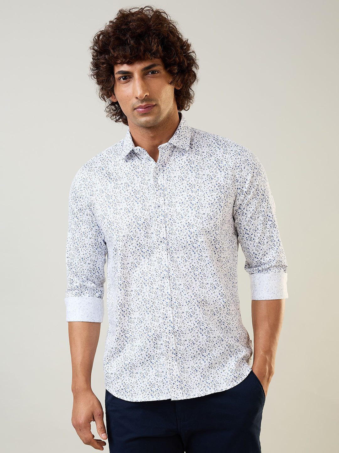 Mens Shirt Print Blue