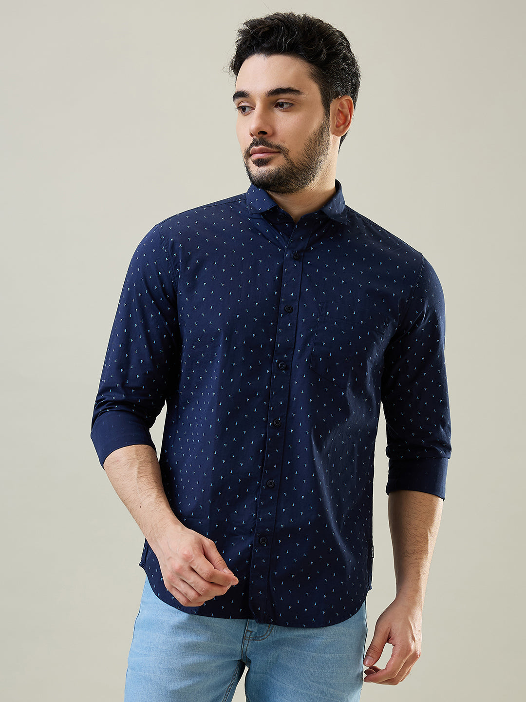 Tim Paris Navy Print Shirt