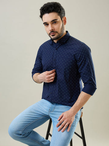 Tim Paris Navy Print Shirt