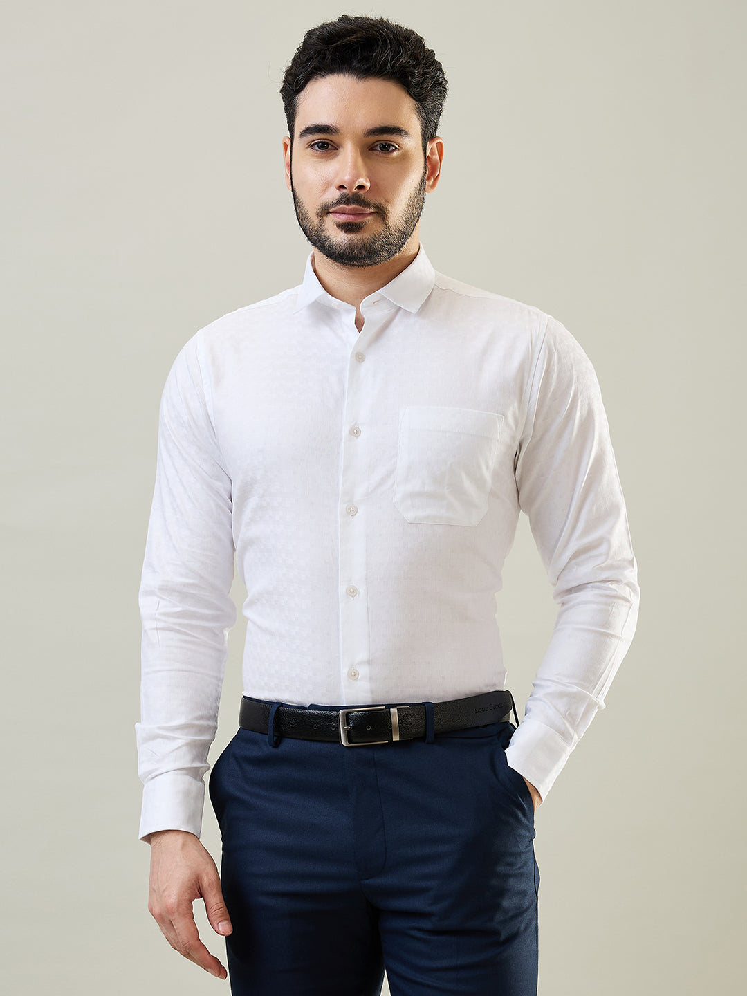 Tim Paris White Solid Shirt