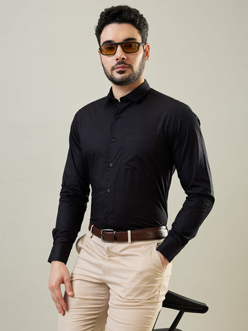 Tim Paris Black Solid Shirt