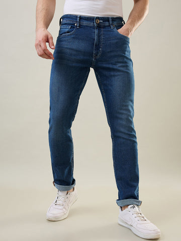 Tim Paris Medium Indigo Denim Jeans-Slim Straight Fit