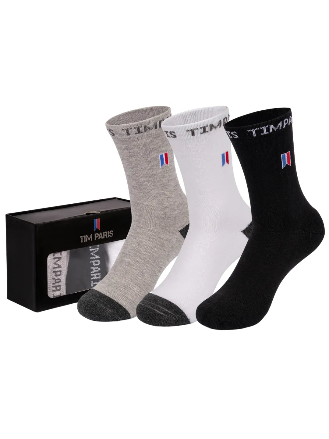 Socks For Premium High Ankle Length Sports Socks With Thick Cotton Cushion Multi-Purpose, Extra Durable Socks In An Assorted Combo| Pack Of 3 Free Size|(Black/Grey/White)